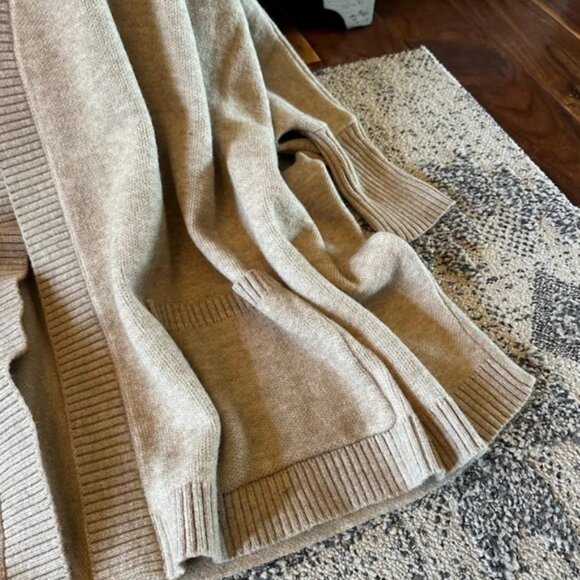 Grey Pocketed Cotton Cardigan Sweater, Dolman Sleeve Oversized Knit Jacket Top - Picture 5 of 8